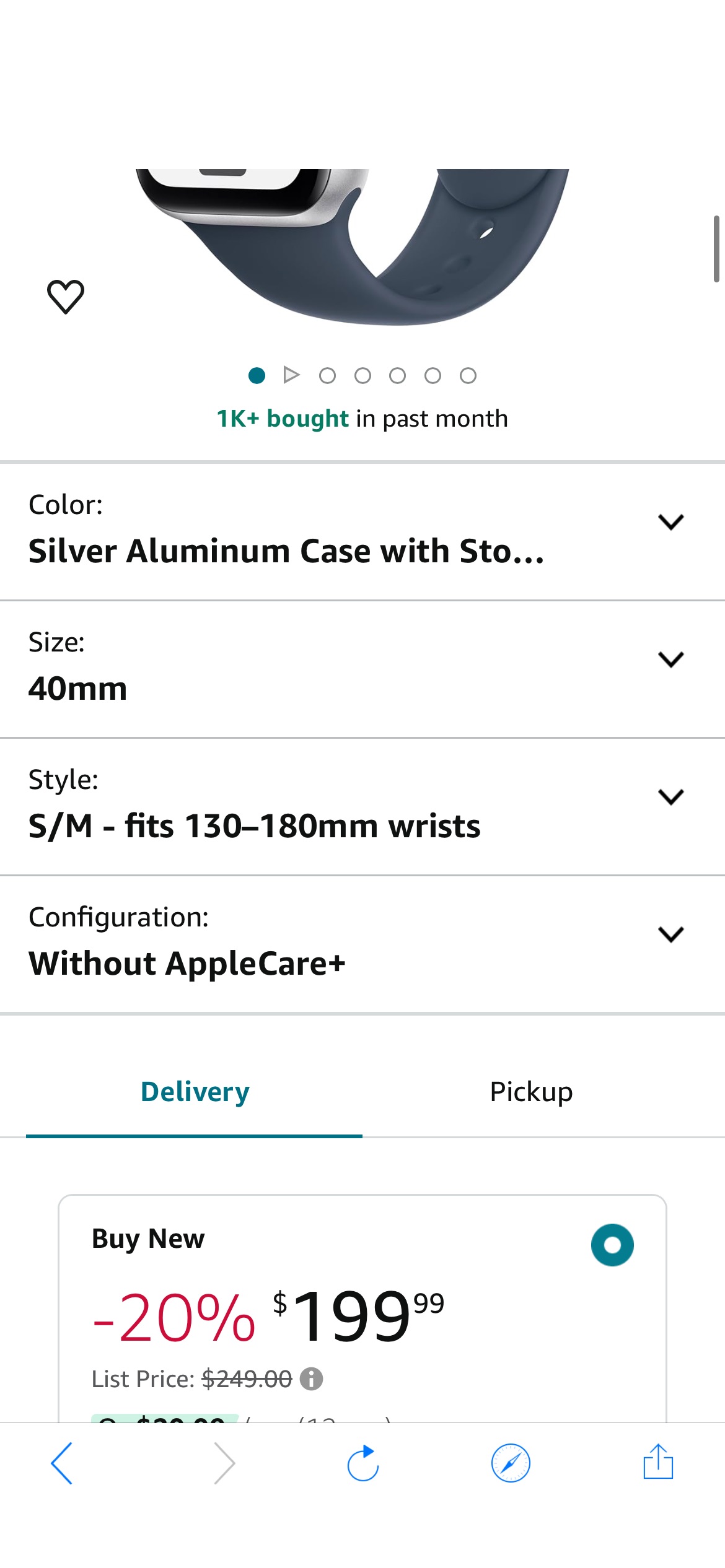 Amazon.com: Apple Watch SE (2nd Gen) [GPS 40mm] Smartwatch with Silver Aluminum Case with Storm Blue Sport Band S/M. Fitness & Sleep Tracker, Crash Detection, Heart Rate Monitor : Electronics