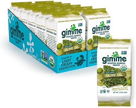 Amazon.com: gimMe - Extra Virgin Olive Oil - 12 Count Sharing Size - Organic Roasted Seaweed Sheets