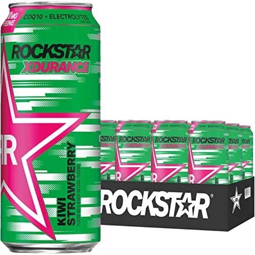 Rockstar Energy Drink Xdurance Kiwi Strawberry, 16oz Cans (12 Pack)
