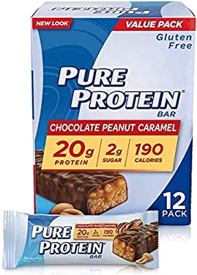 Amazon.com: Pure Protein Bars, High Protein, Nutritious Snacks to Support Energy, Low Sugar, Gluten Free, Chocolate Peanut Caramel, 1.76oz, 12 Pack: Health & Personal Care高蛋白棒