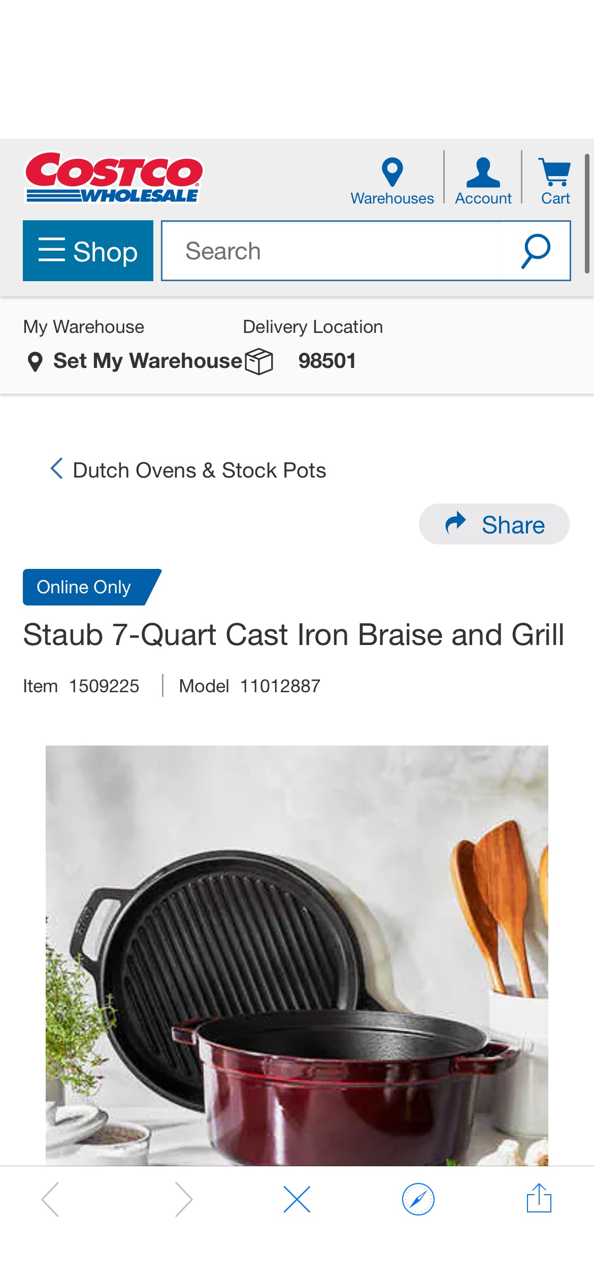 Staub 7-Quart 寬版鑄鐵鍋 煎盤