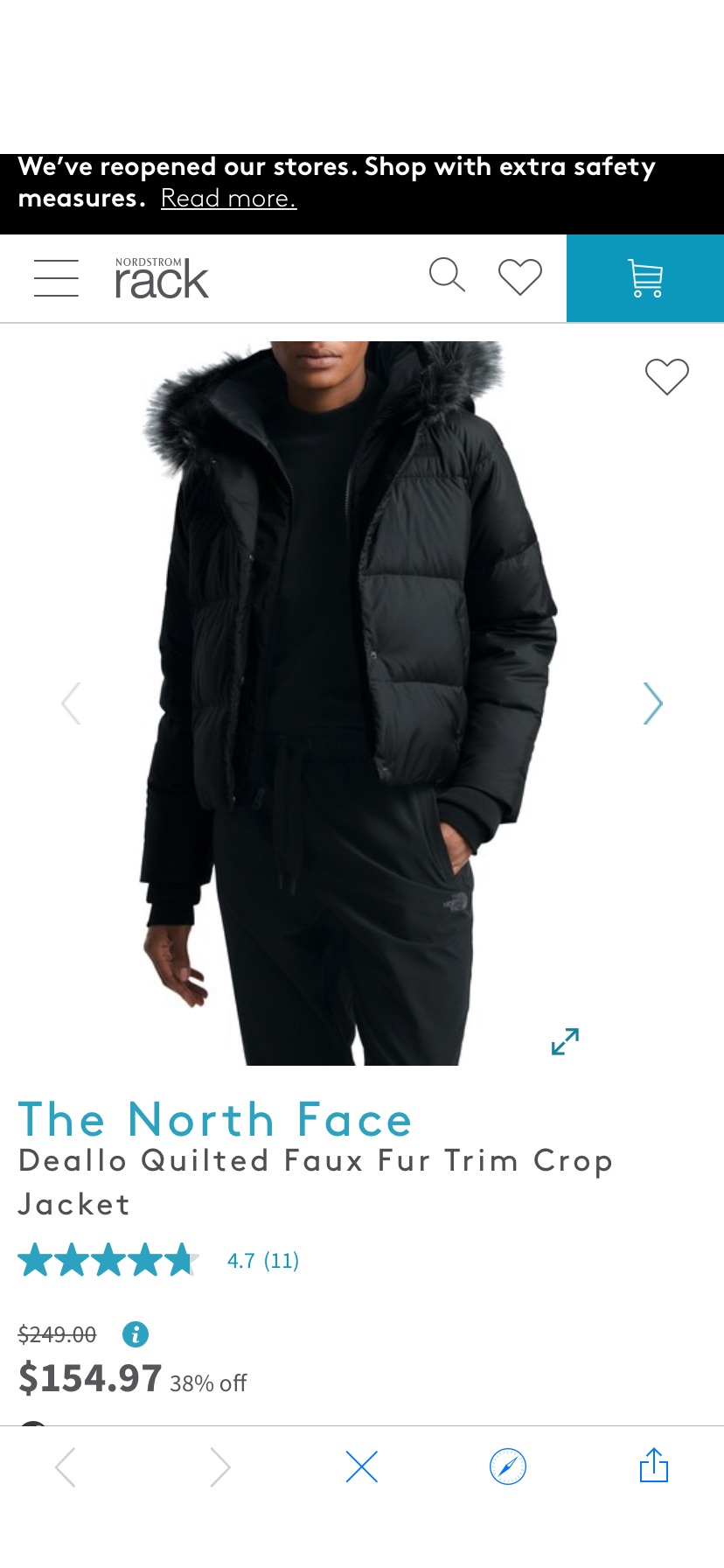 The North Face短款羽绒服 | Deallo Quilted Faux Fur Trim Crop Jacket | Nordstrom Rack