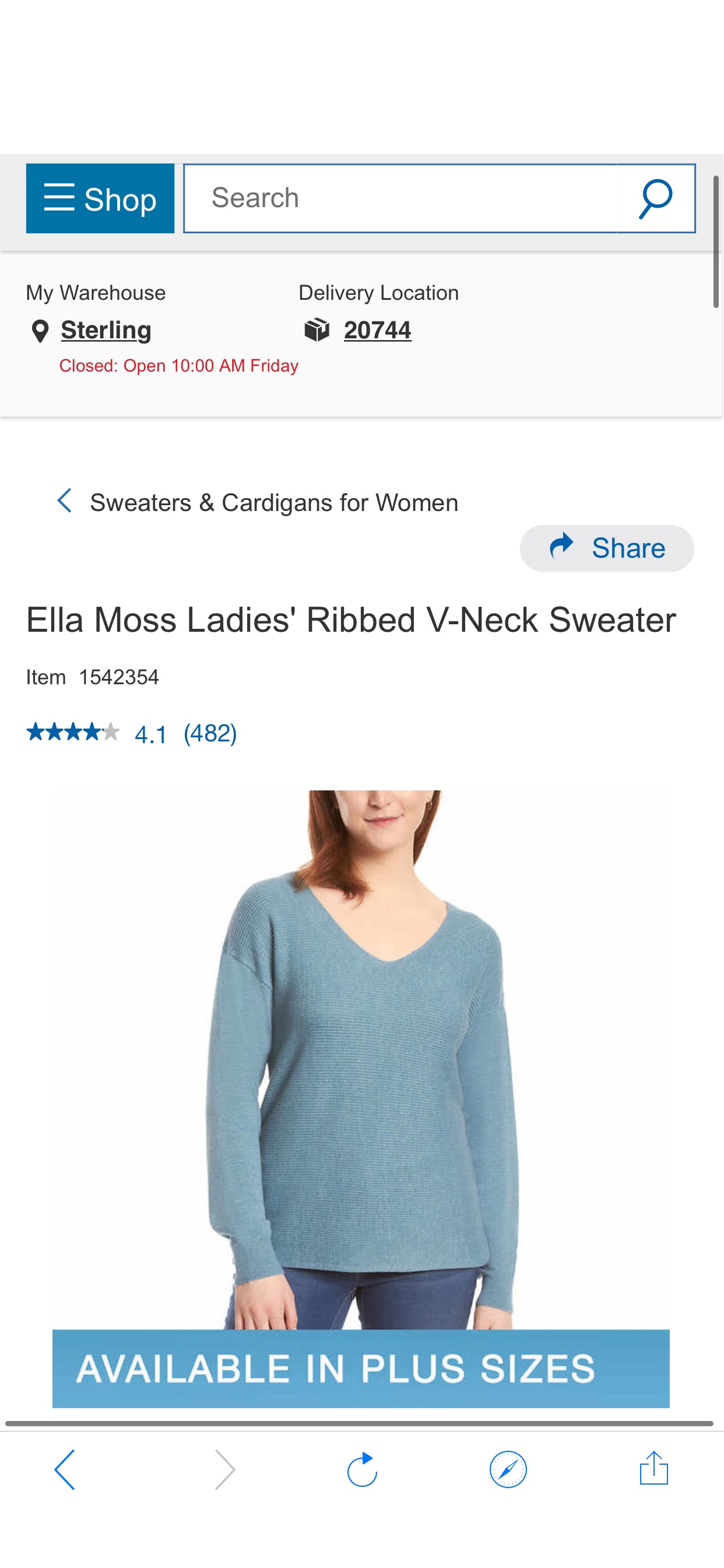 Ella Moss Ladies' Ribbed V-Neck Sweater | Costco 女士毛衣清仓价