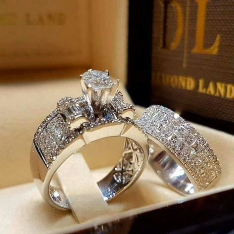 Bliss - 925 Sterling Silver Diamond Gemstones Bride Wedding Band Engagement Ring - Walmart.com - Walmart.com戒指