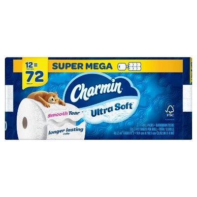 Charmin Ultra Soft Toilet Paper - 12 Super Mega Rolls