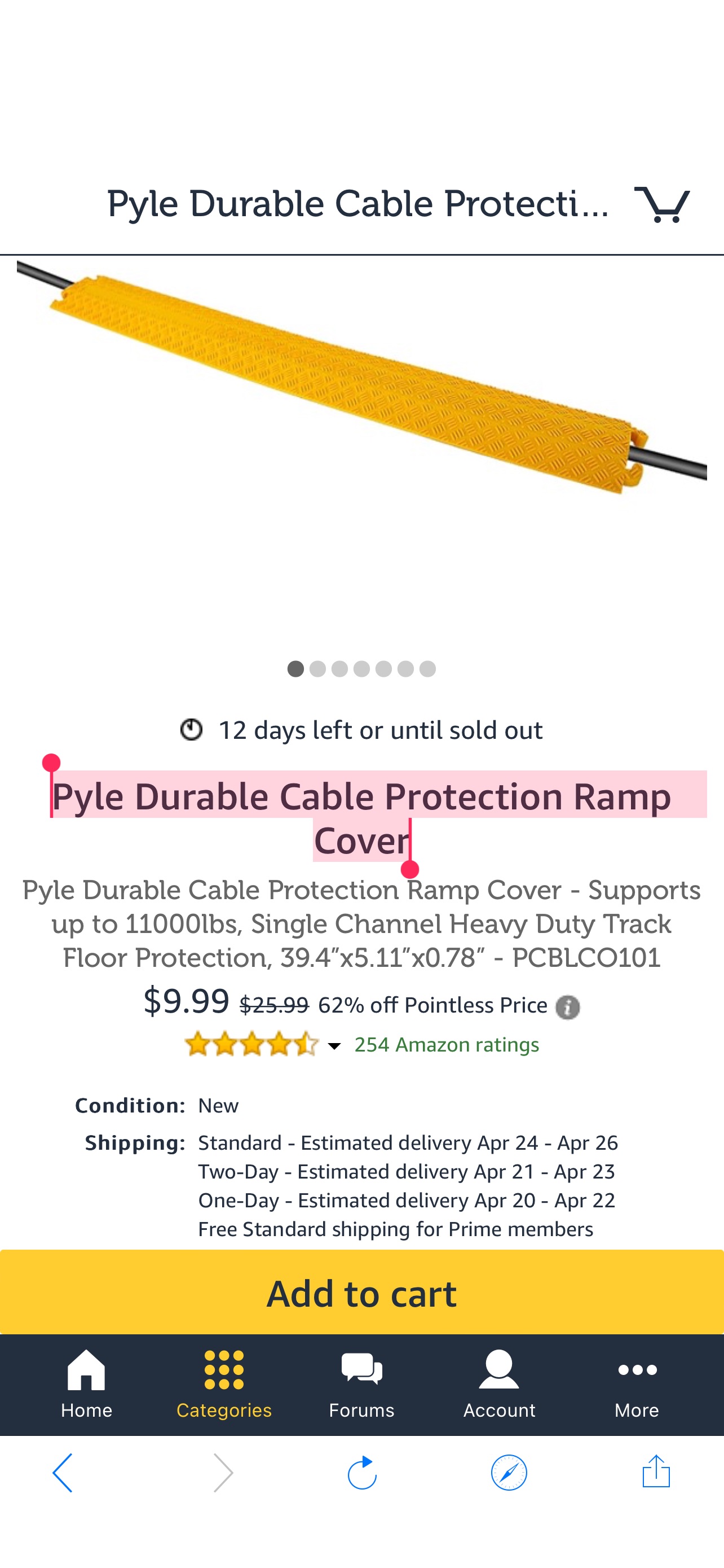 Pyle Durable Cable Protection Ramp Cover 耐用电缆保护盖