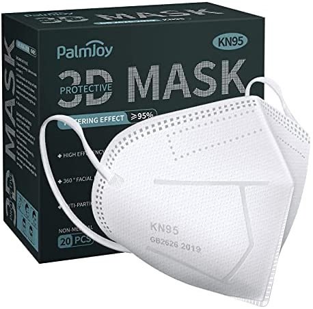 KN95 Face Mask, 20 Pcs 5-Ply White Cup Dust Safety Masks, Filter Efficiency≥95%