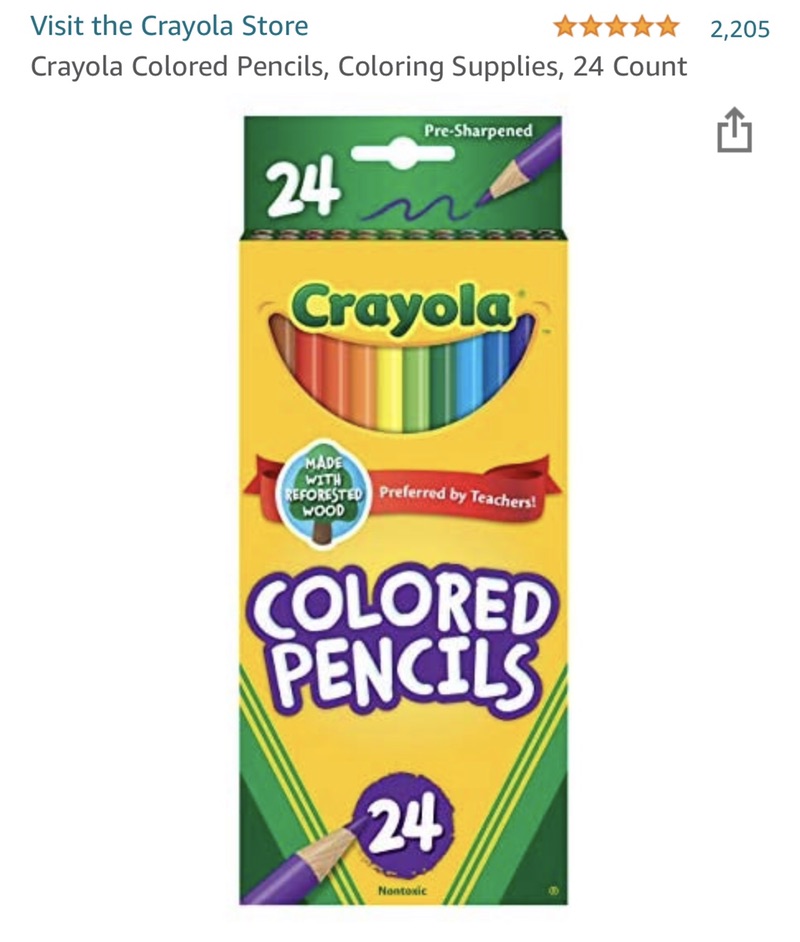 Crayola Colored Pencils, Coloring Supplies, 24 Count彩色铅笔