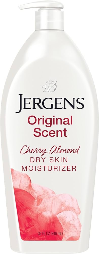 Amazon.com: Jergens Original Scent Dry Skin Lotion, Body and Hand Moisturizer for Long Lasting Skin Hydration, with HYDRALUCENCE blend and Cherry Almond Essence, 32 Ounce