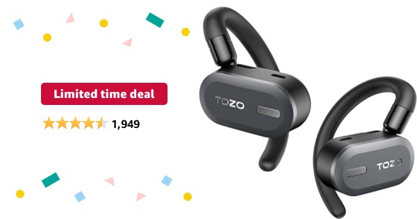 Limited-time deal: TOZO OpenBuds Lightweight True Open Ear Wireless Earbuds with Multi-Angle Adjustment, Bluetooth 5.3 Headphones with Dual-Axis Design for Long-Lasting Comfort, Crystal-Clear Calls fo