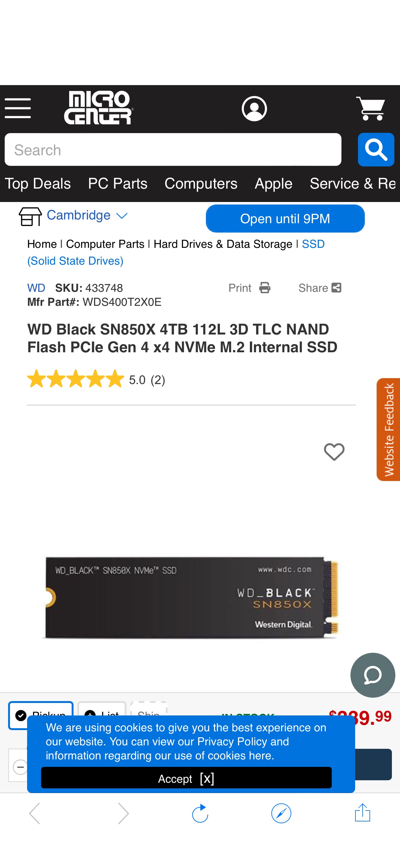 WD Black SN850X 4TB 固态硬盘112L 3D TLC NAND Flash PCIe Gen 4 x4 NVMe M.2 Internal SSD - Micro Center