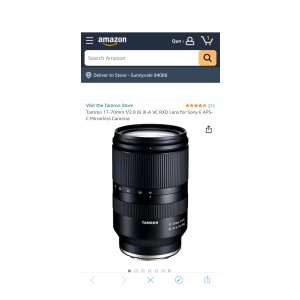 $699 Amazon.com : Tamron 17-70mm f/2.8 Di III-A VC RXD Lens for Sony E APS-C Mirrorless Cameras : Electronics我