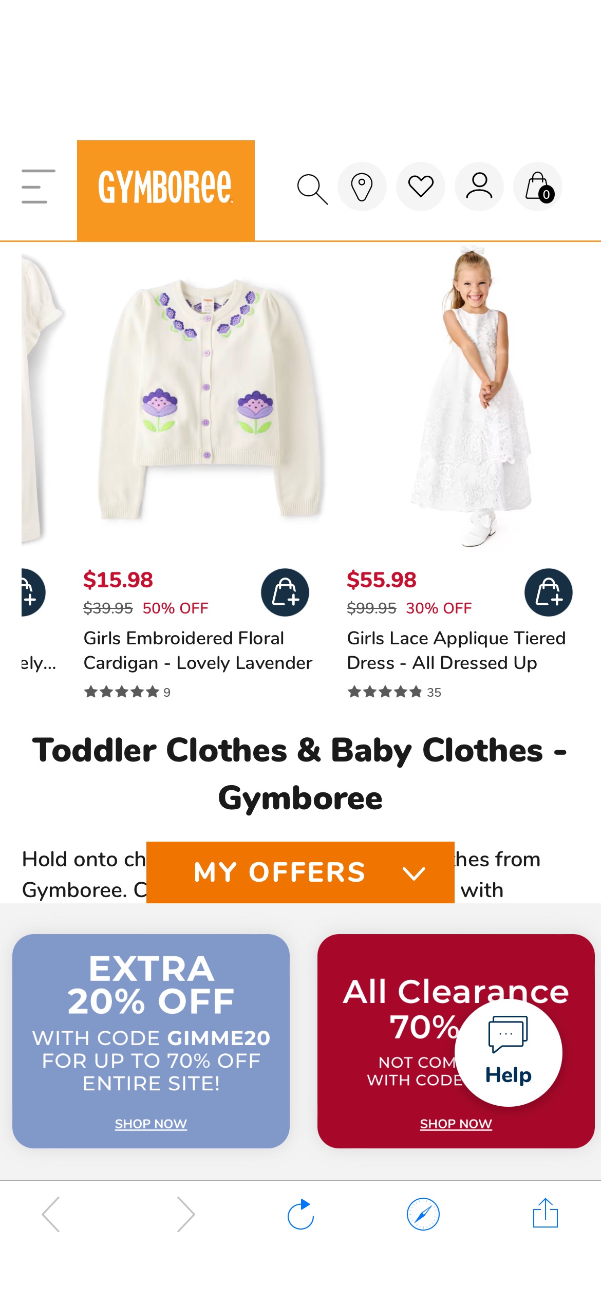 Toddler Clothes & Baby Clothes | Gymboree Gymboree：

现在开始！使用代码GIMME20的整个订单可额外节省20%的折扣