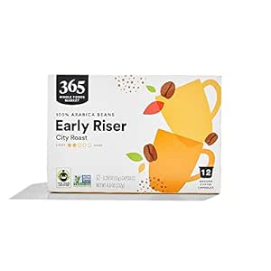 Amazon.com: 365 by Whole Foods Market, Coffee Early Riser City Roast Pods 12 Count, 4.6 Ounce : Grocery &amp; Gourmet Food
