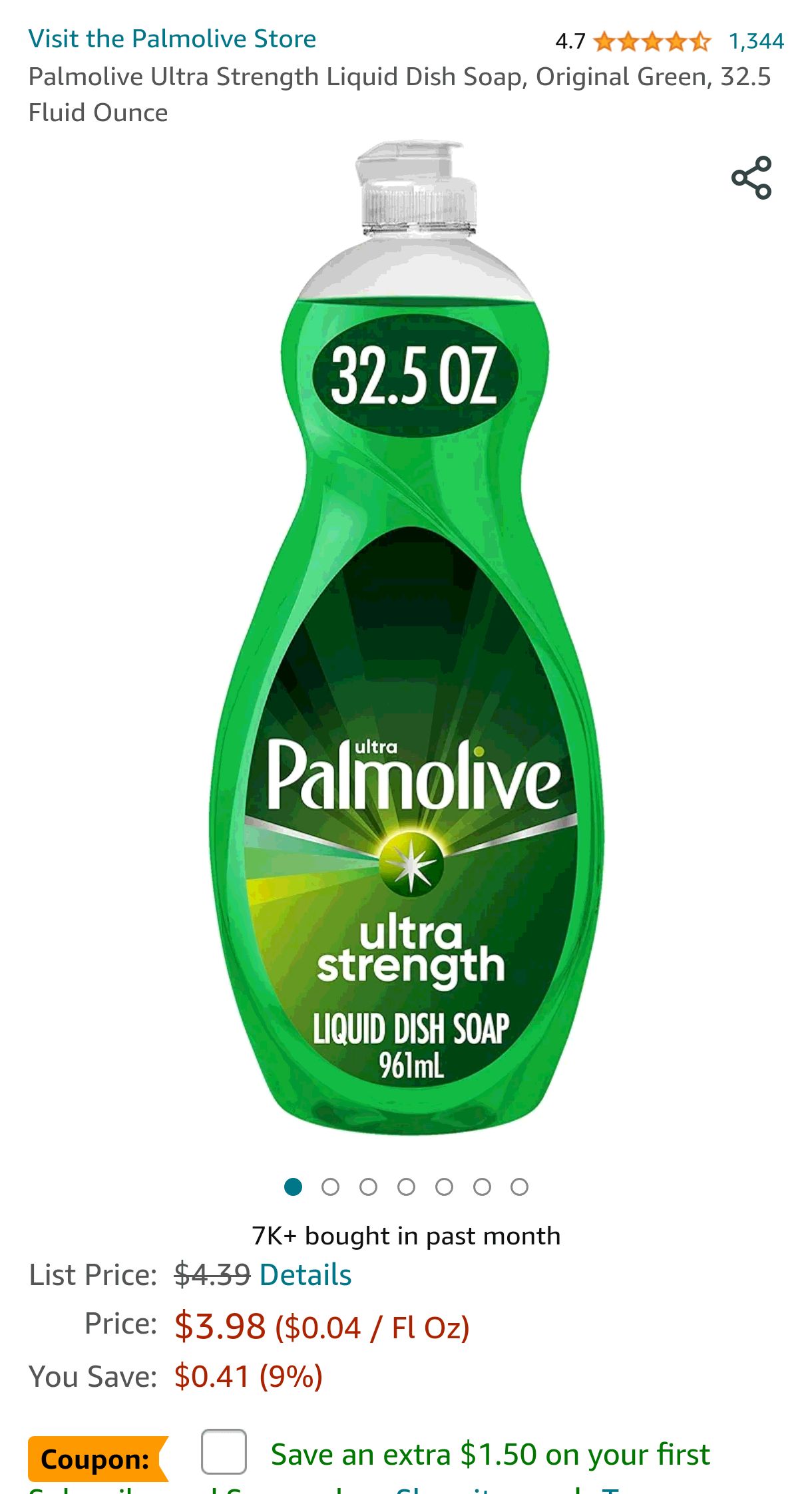 Palmolive Ultra Strength Liquid Dish Soap, Original Green, 32.5 Fluid Ounce : Health & Household
