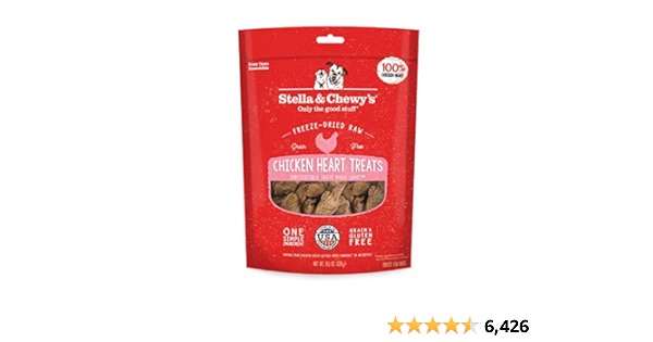 Stella & Chewy's Freeze-Dried Raw Single Ingredient Chicken Hearts Dog Treats, 11.5 oz. Bag