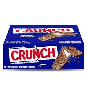 Amazon.com : CRUNCH, Bulk 18 Pack, Milk Chocolate and Crisped Rice, Full Size Individually Wrapped Candy Bars, 1.55 oz Each : Everything Else
