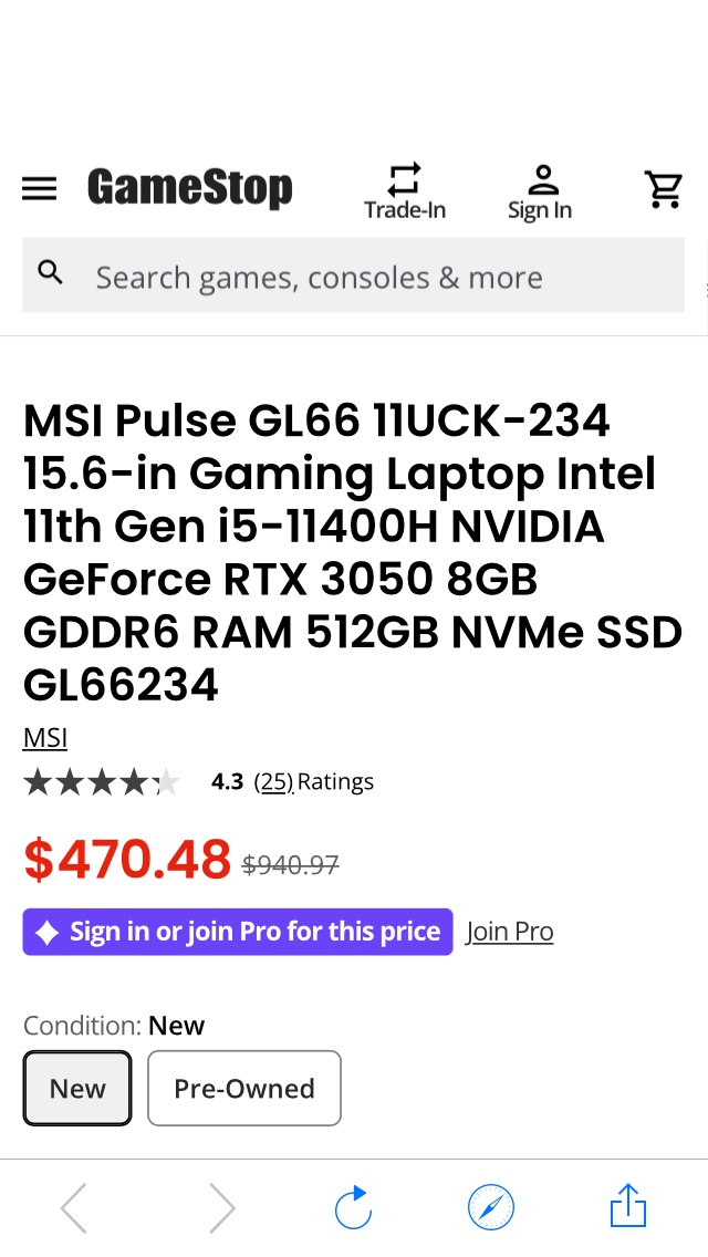 顶MSI Pulse GL66 11UCK-234 15.6-in Gaming Laptop Intel 11th Gen i5-11400H NVIDIA GeForce RTX 3050 8GB GDDR6 RAM 512GB NVMe SSD GL66234 | GameStop