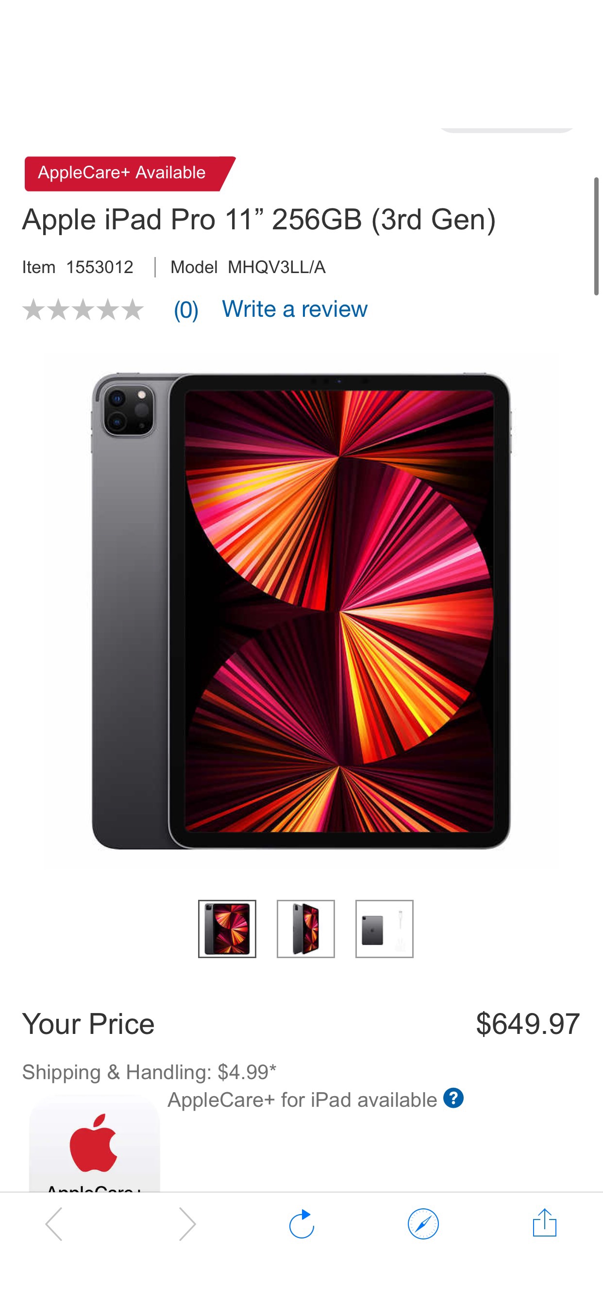Apple iPad Pro 11” 256GB (3rd Gen) | Costco