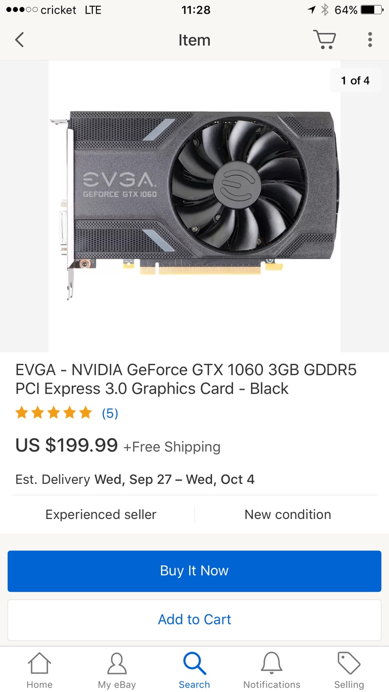 EVGA - NVIDIA GeForce GTX 1060 3GB GDDR5 PCI Express 3.0 显卡