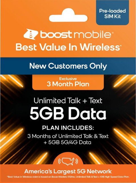 Boost Mobile SIM卡 3个月 5GB 流量+无线通话短信