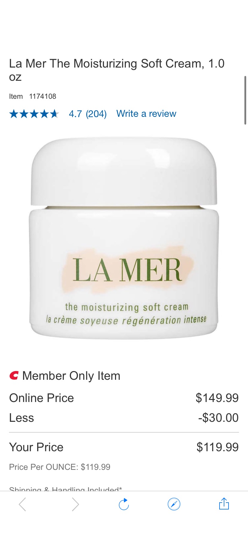 La Mer The Moisturizing Soft Cream, 1.0 oz | Costco