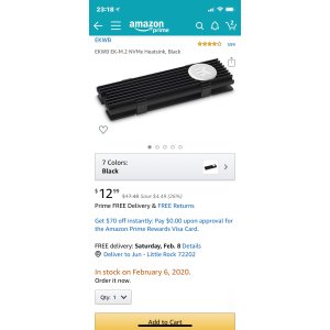 $12.99 Amazon.com: EKWB EK-M.2 NVMe Heatsink, Black: Computers & Accessories
史低价预定EK M.2 SSD散热器