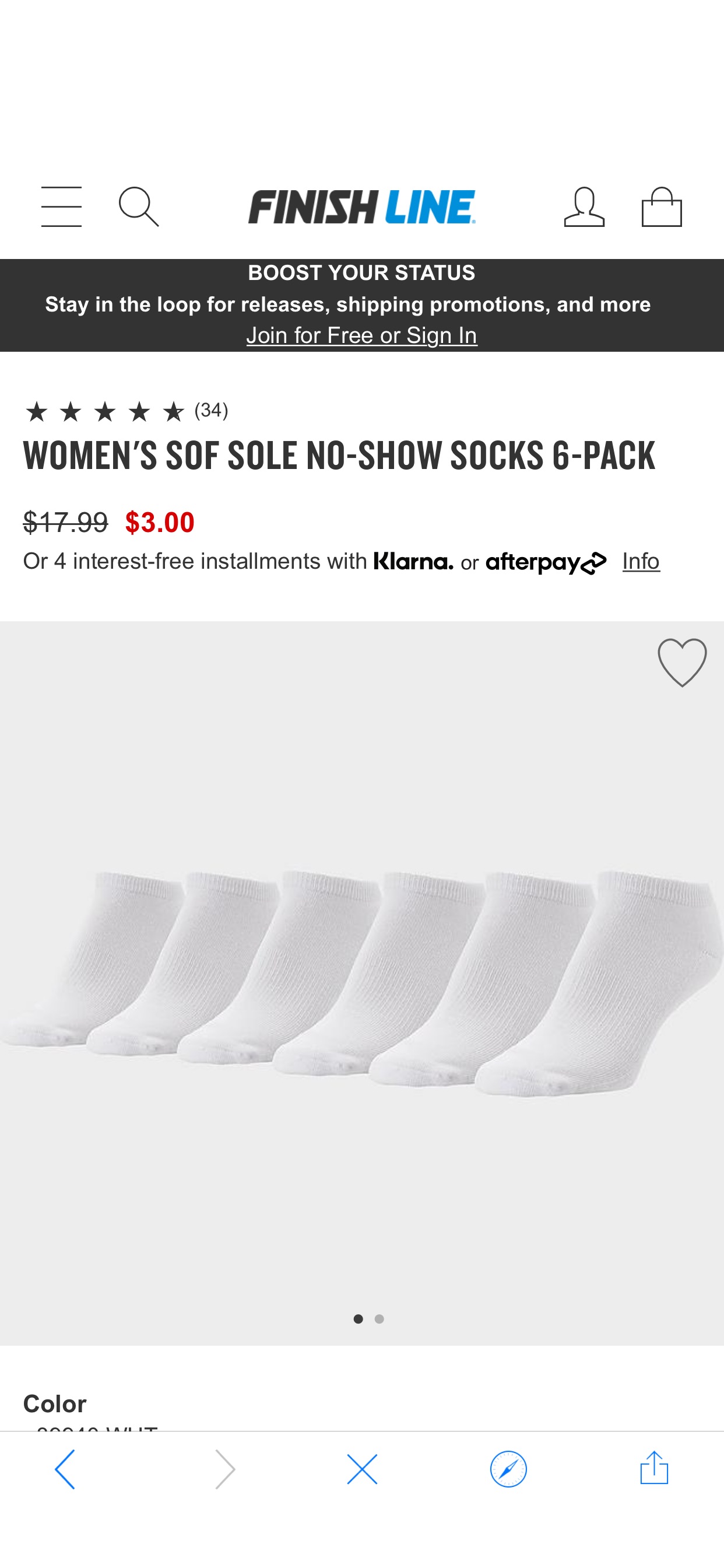 Women's Sof Sole No-Show Socks 6-Pack| Finish Line 女士袜子