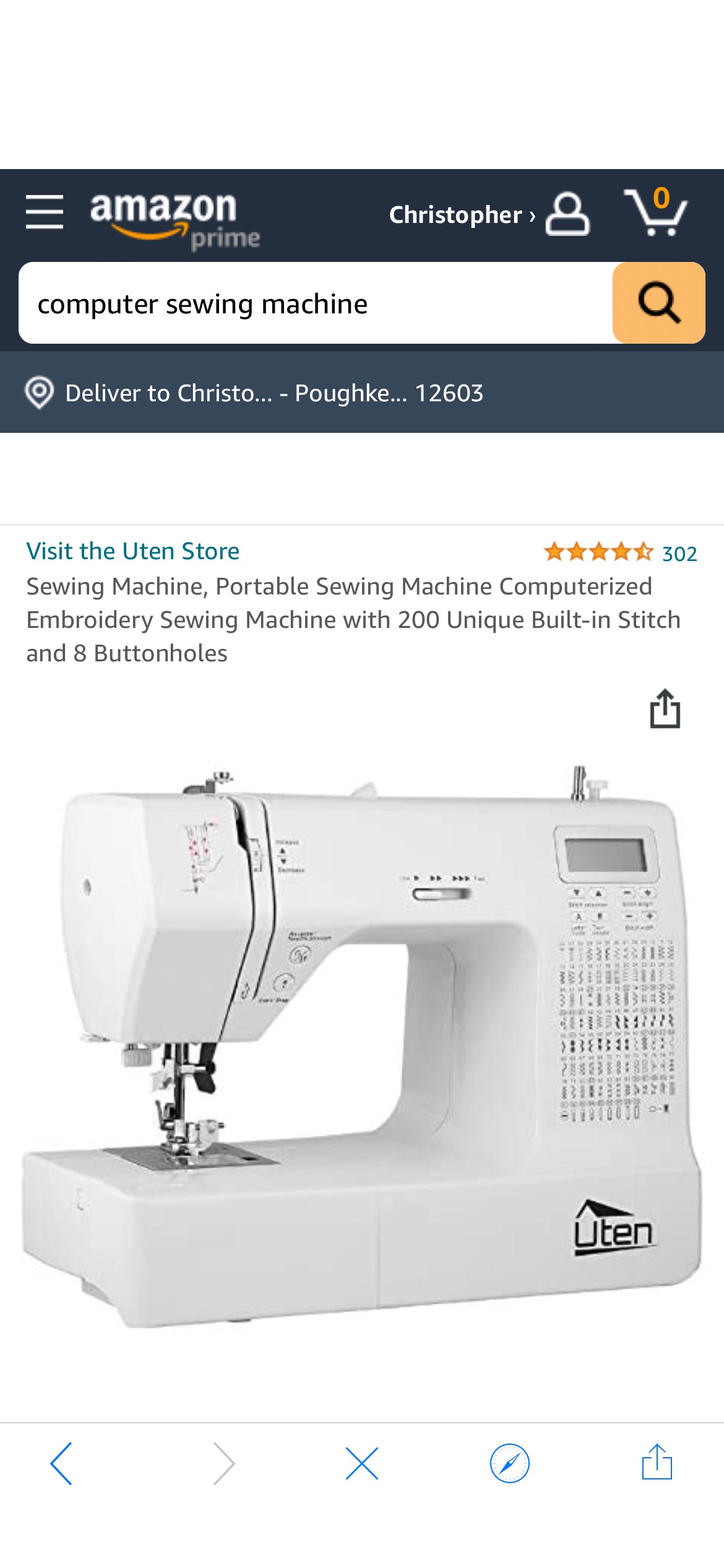 Amazon.com: Sewing Machine, Portable Sewing Machine Computerized Embroidery Sewing Machine with 200 Unique Built-in Stitch电脑缝纫机