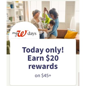  Walgreens买满$45得$20奖励