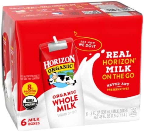 Amazon.com: Horizon 有机Shelf-Stable 1% Lowfat Milk Boxes with DHA Omega-3, Vanilla, 8 Oz, 6 Count (Pack of 3) : Grocery & Gourmet Food