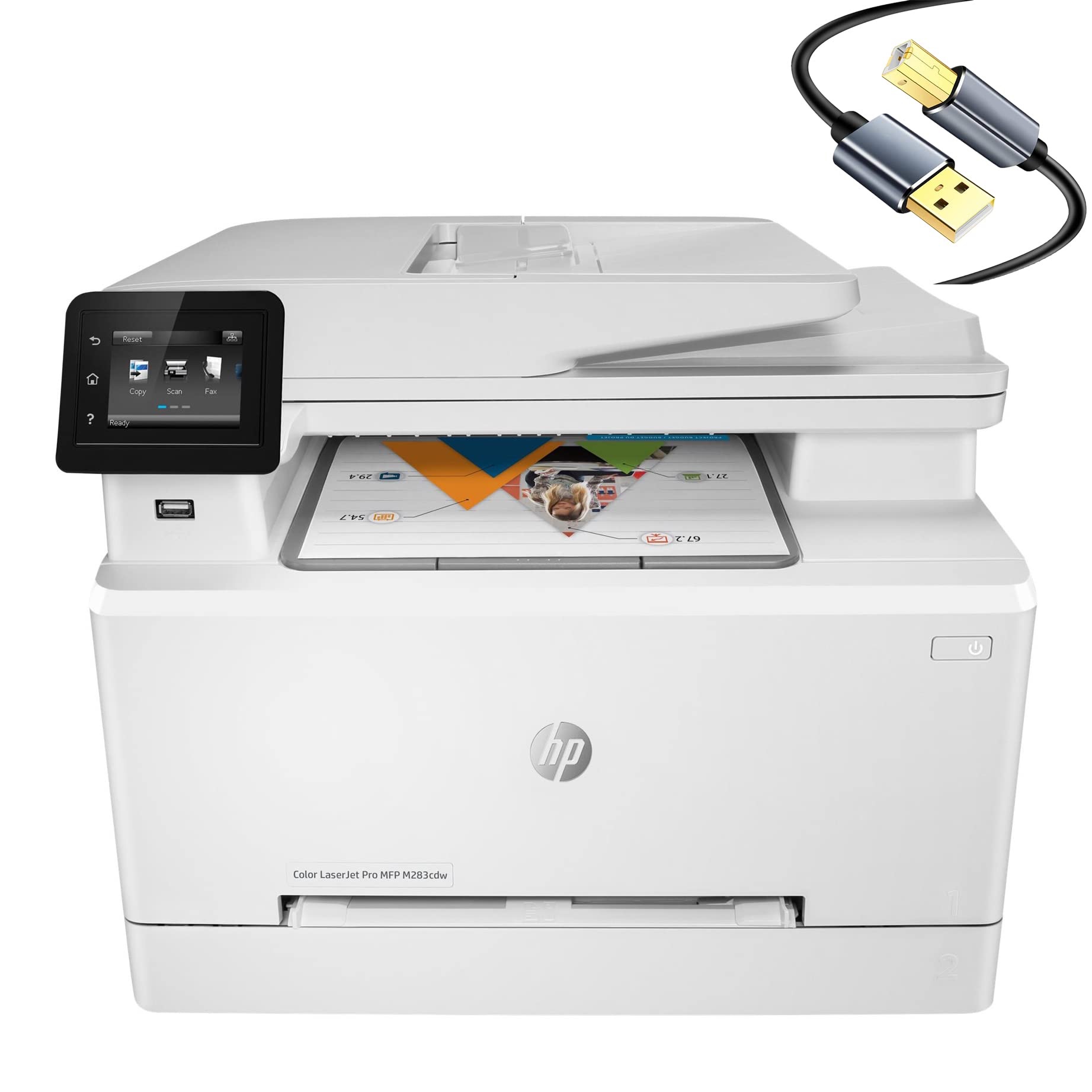 Amazon.com: HP Laserjet Pro MFP M283cdwB All-in-One Wireless Color Laser Printer, White - Print Scan Copy Fax - 22 ppm, 600 x 600 dpi, 8.5 x 14, 50-Sheet ADF, 打印机