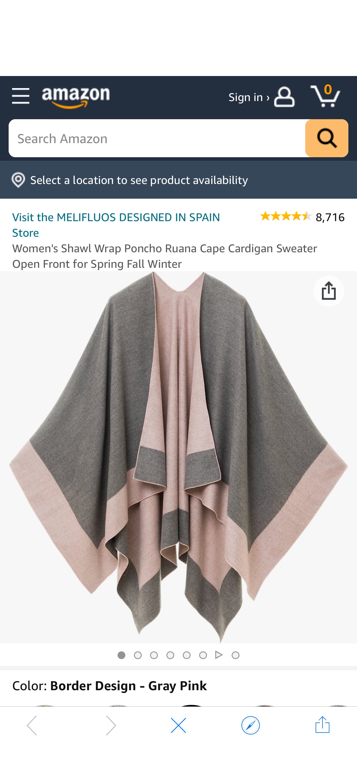 Women's Shawl Wrap Poncho Ruana Cape Cardigan Sweater Open Front for Fall Winter (PC02-3) at Amazon Women’s Clothing store