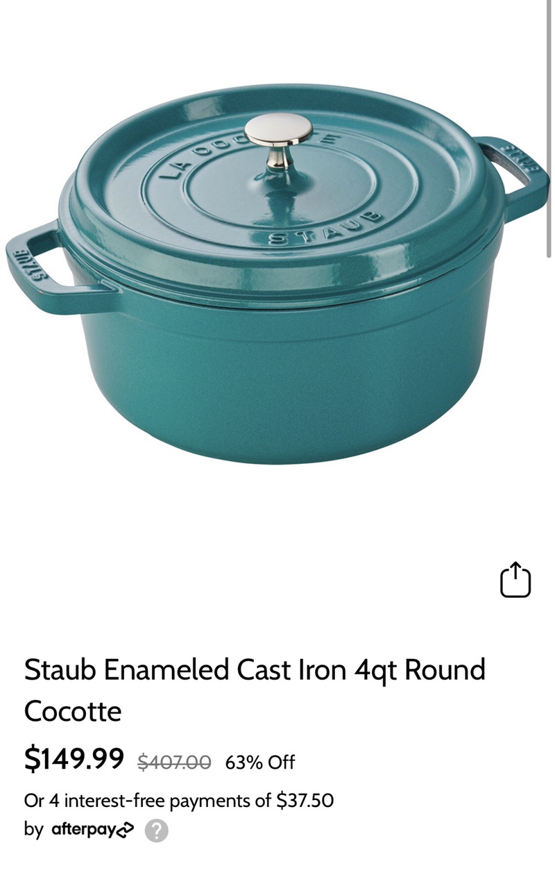 Staub 铸铁锅 Enameled Cast Iron 4qt Round Cocotte / Gilt