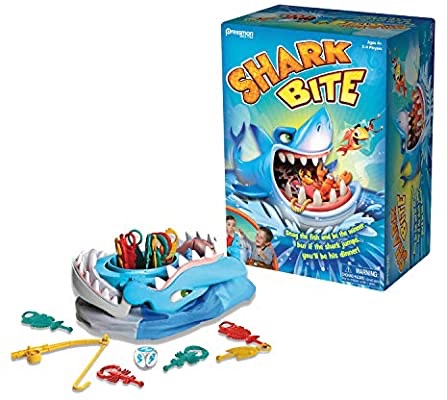 鲨鱼游戏Amazon.com: Shark Bite -- Roll the Die and Fish for Colorful Sea Creatures Before the Shark Bites Game!: Toys & Games