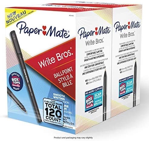 Ballpoint Pens, Write Bros. Black Ink Pen, Medium Point, 120 Count