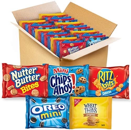 OREO Mini Cookies, Mini CHIPS AHOY! Cookies, RITZ Bits Cheese Crackers, Nutter Butter Bites & Wheat Thins Crackers, Nabisco Cookie & Cracker Variety Pack, 50 Snack Pack