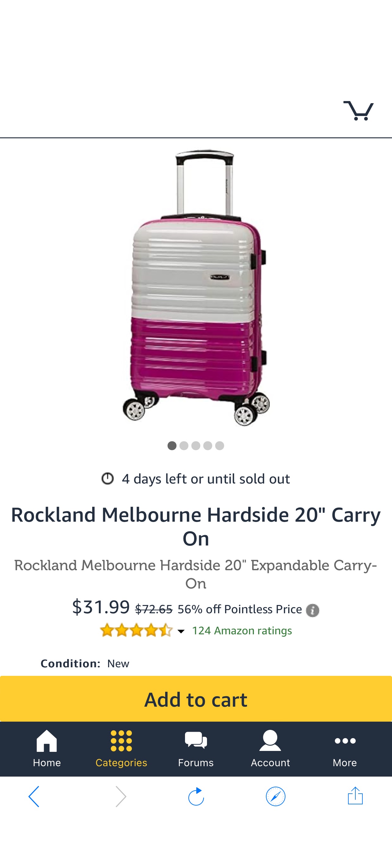 行李箱Rockland Melbourne Hardside 20" Carry On