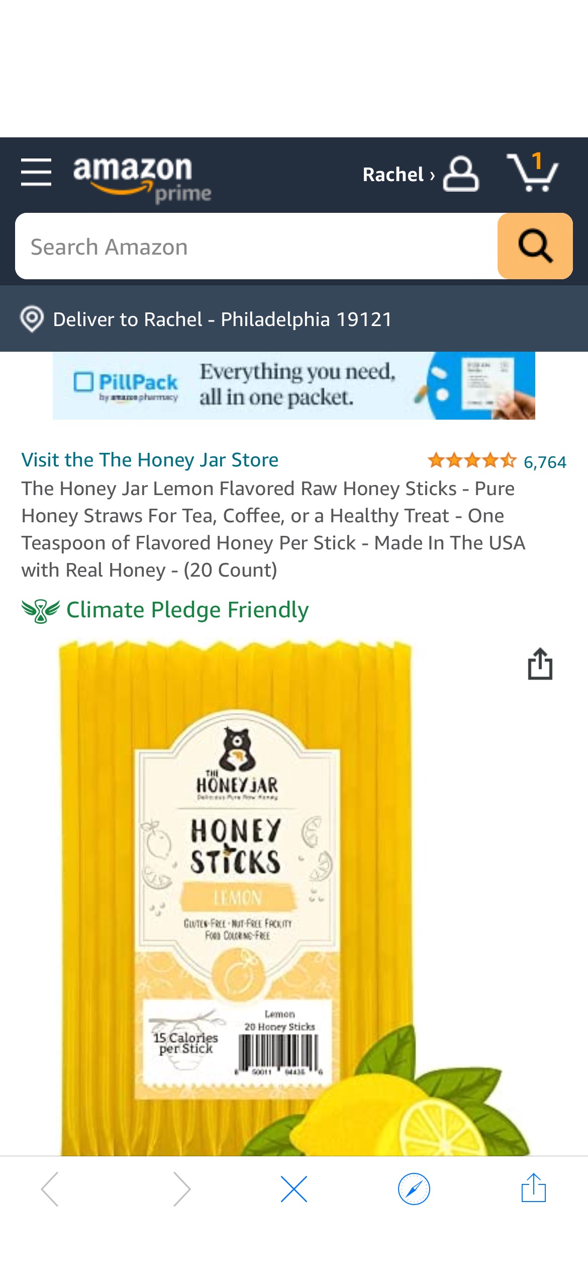 Amazon.com : The Honey Jar Lemon Flavored Raw Honey Sticks - Pure Honey Straws For Tea, Coffee, or a Healthy Treat - One Teaspoon