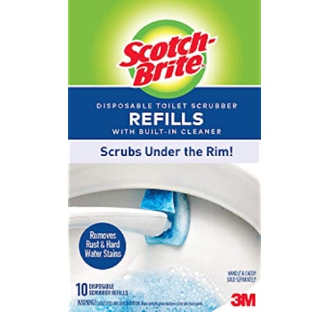 Scotch-Brite Disposable Toilet Scrubber Starter Kit, Disposable Refills with Built-In Cleaner, Scrubs Under the Rim, Includes 1 Handle, Storage Caddy and 5 Refills: 可替换头马桶刷