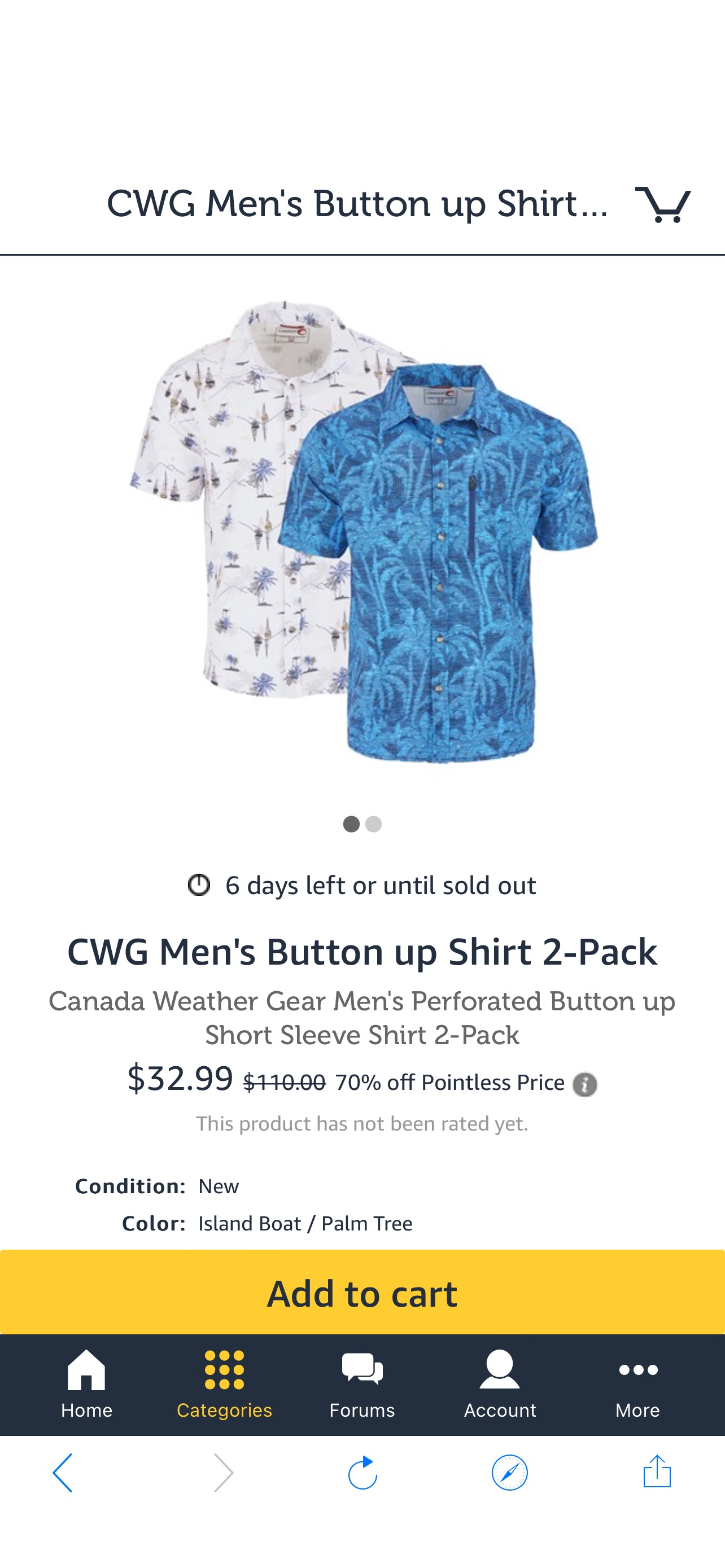 两件 衬衫CWG Men's Button up Shirt 2-Pack