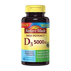 Amazon.com: Nature Made 維他命D，Vitamin D3 5000 IU Ultra Strength Softgels Value Size 180 Ct: Health & Personal Care
