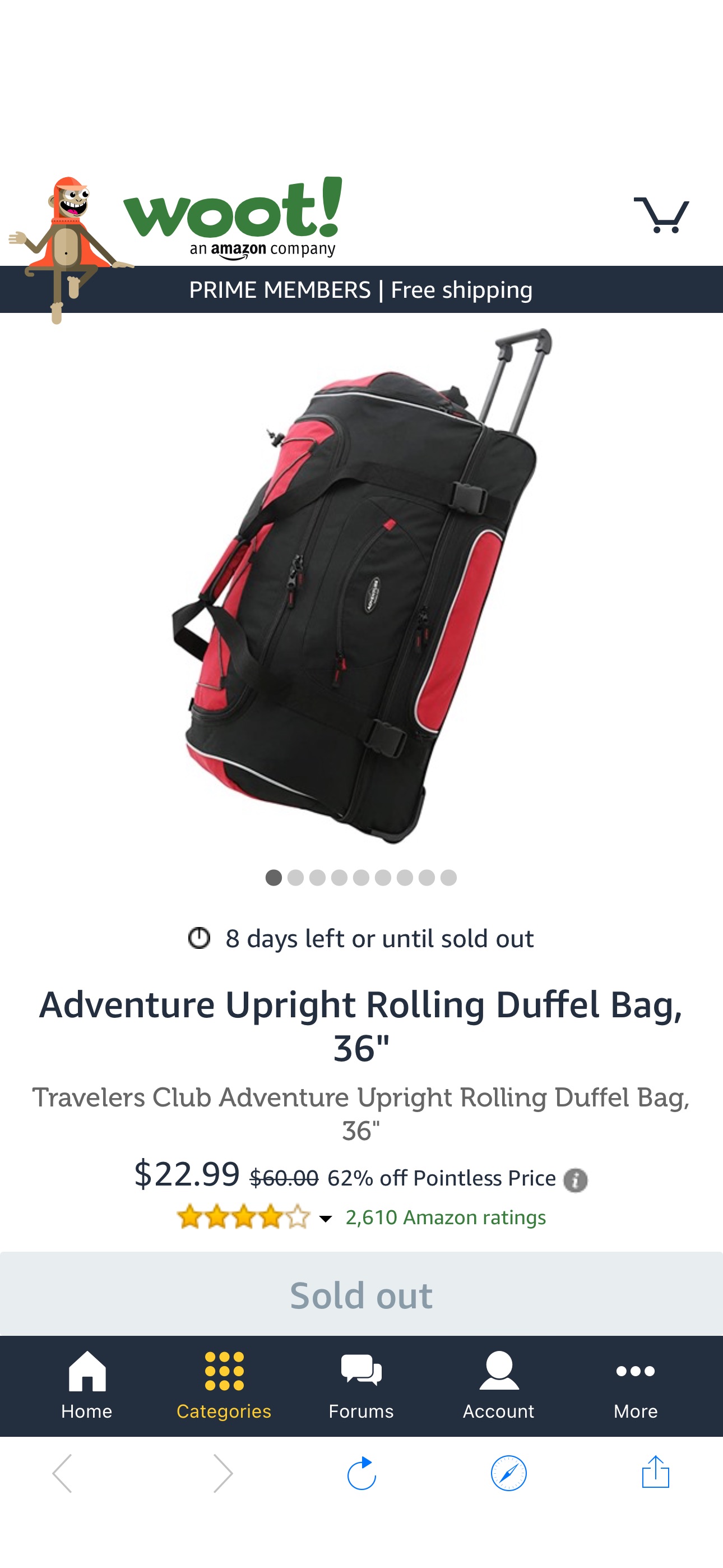Adventure Upright Rolling Duffel Bag, 36"Adventure 直立滚动行李袋，36 英寸旅行包，Travelers Club Adventure 立式滚动行李袋，36 英寸