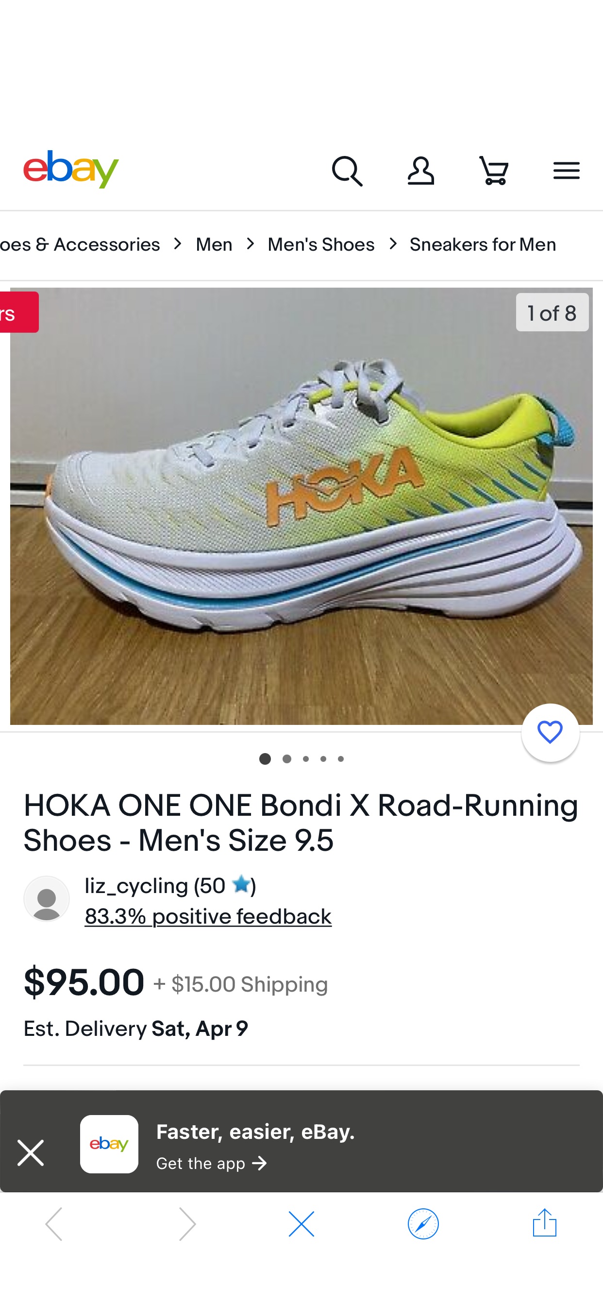 HOKA ONE ONE Bondi X Road-Running Shoes - Men's Size 9.5 | eBay Hoka 减震跑鞋