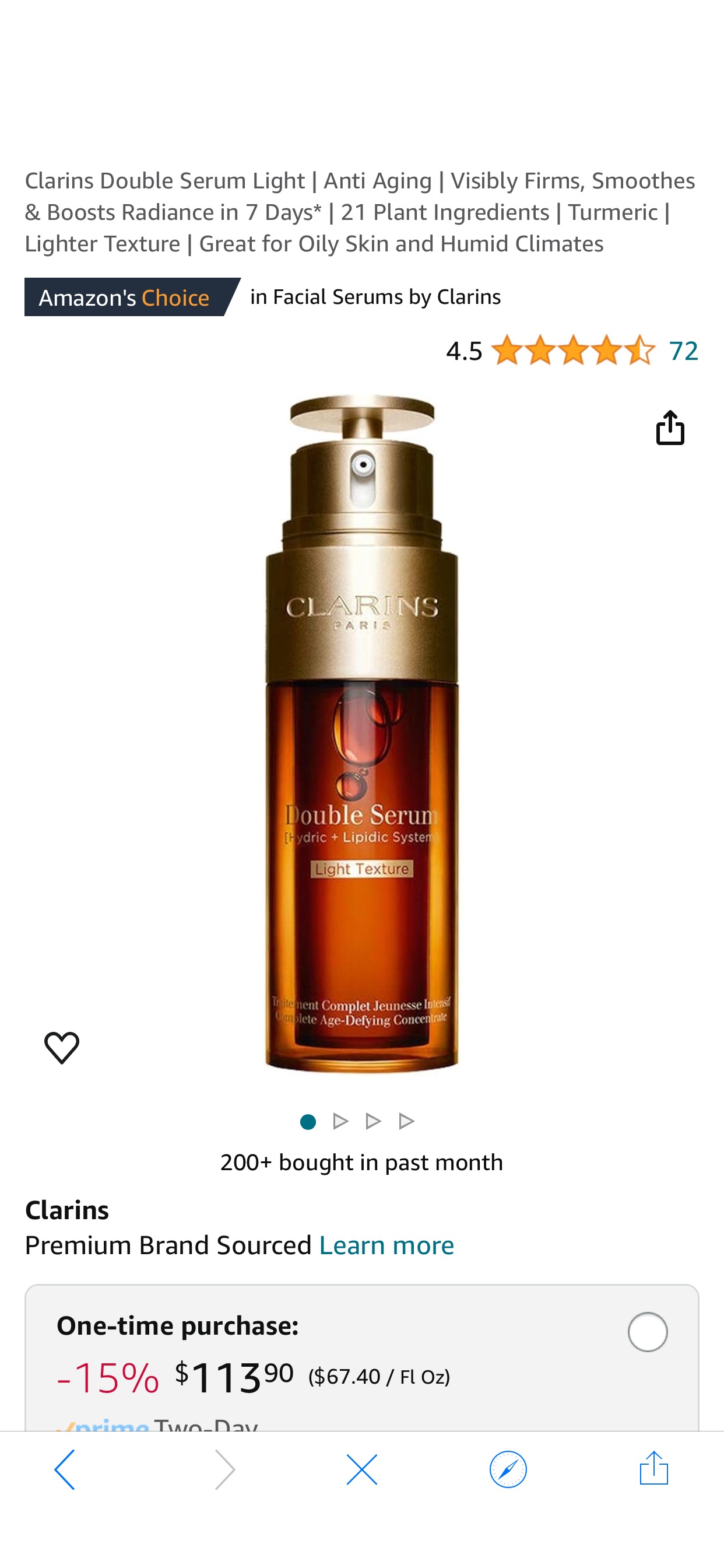 Amazon.com: Clarins Double Serum Light | Anti Aging | Visibly Firms, Smoothes & Boosts Radiance in 7 Days* | 21 Plant Ingredients | Turmeric | Lighter Texture | Great for Oily Skin and Humid Climates 