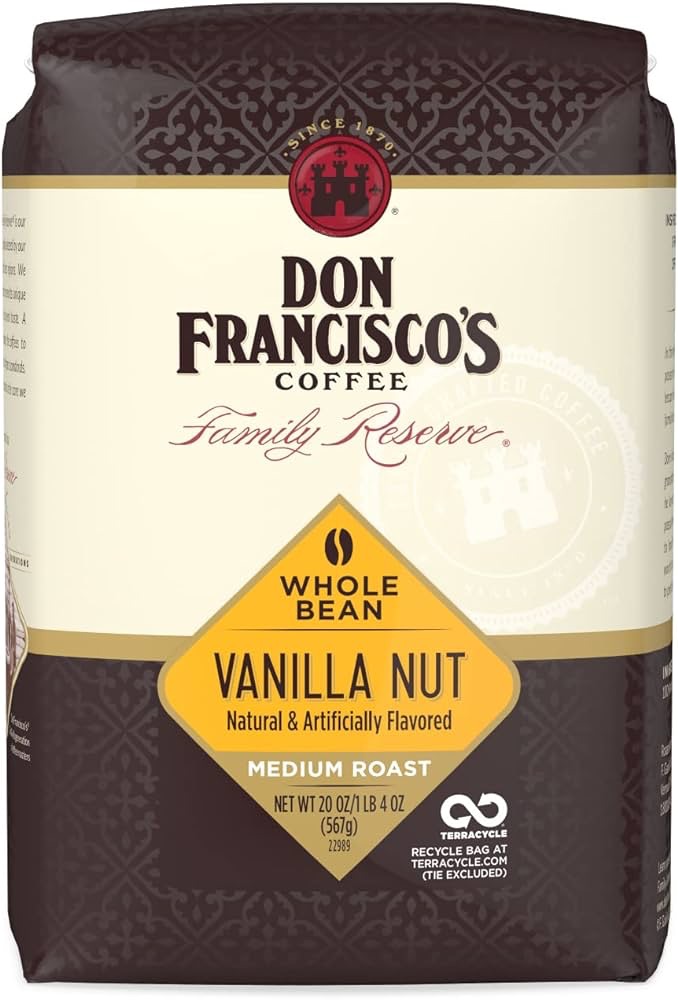 Amazon.com : Don Francisco's Vanilla Nut Flavored Medium Roast Whole Bean Coffee (20 oz Bag) : Grocery & Gourmet Food