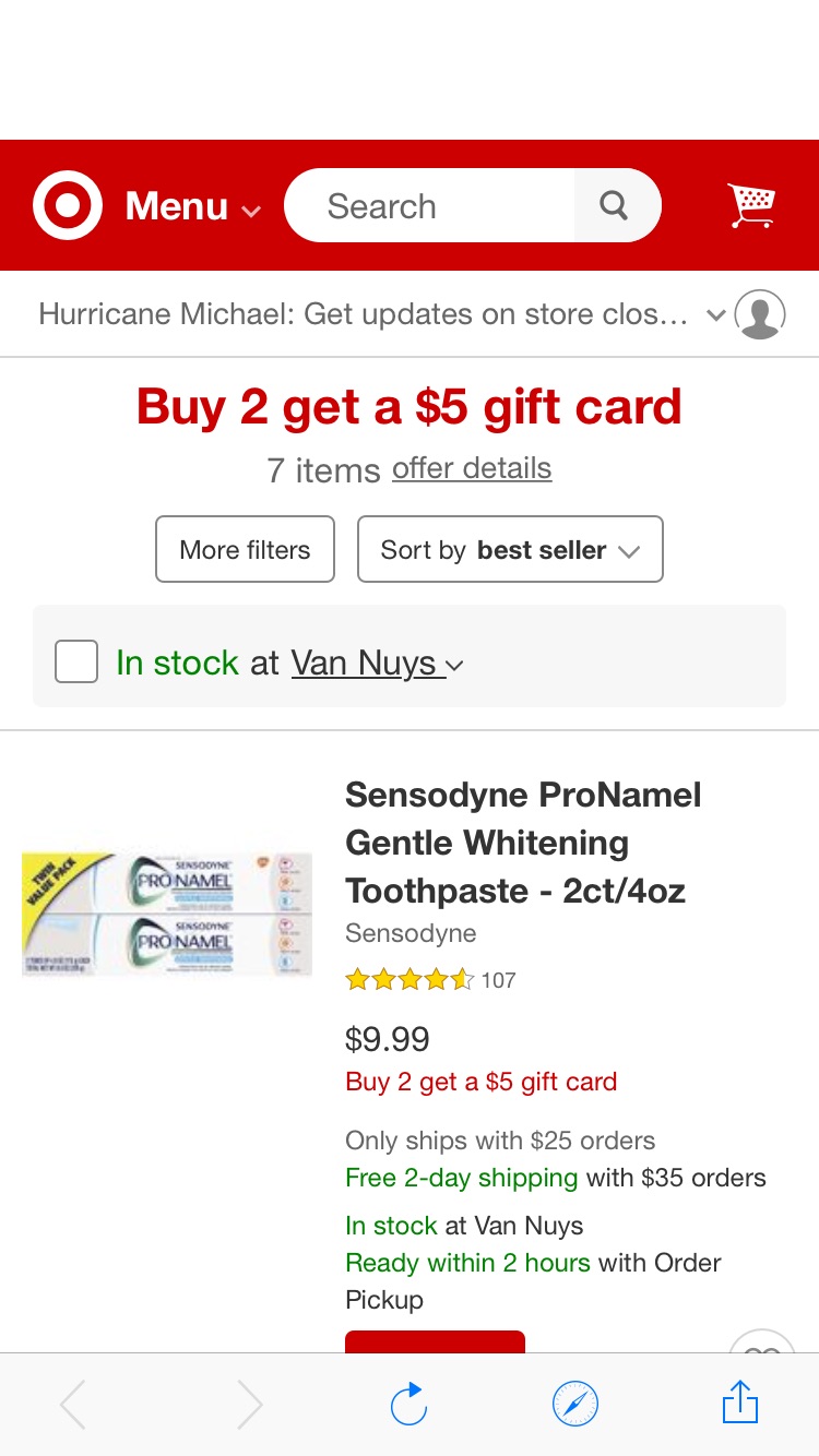 Target 舒适达Sensodyne牙膏4支$15