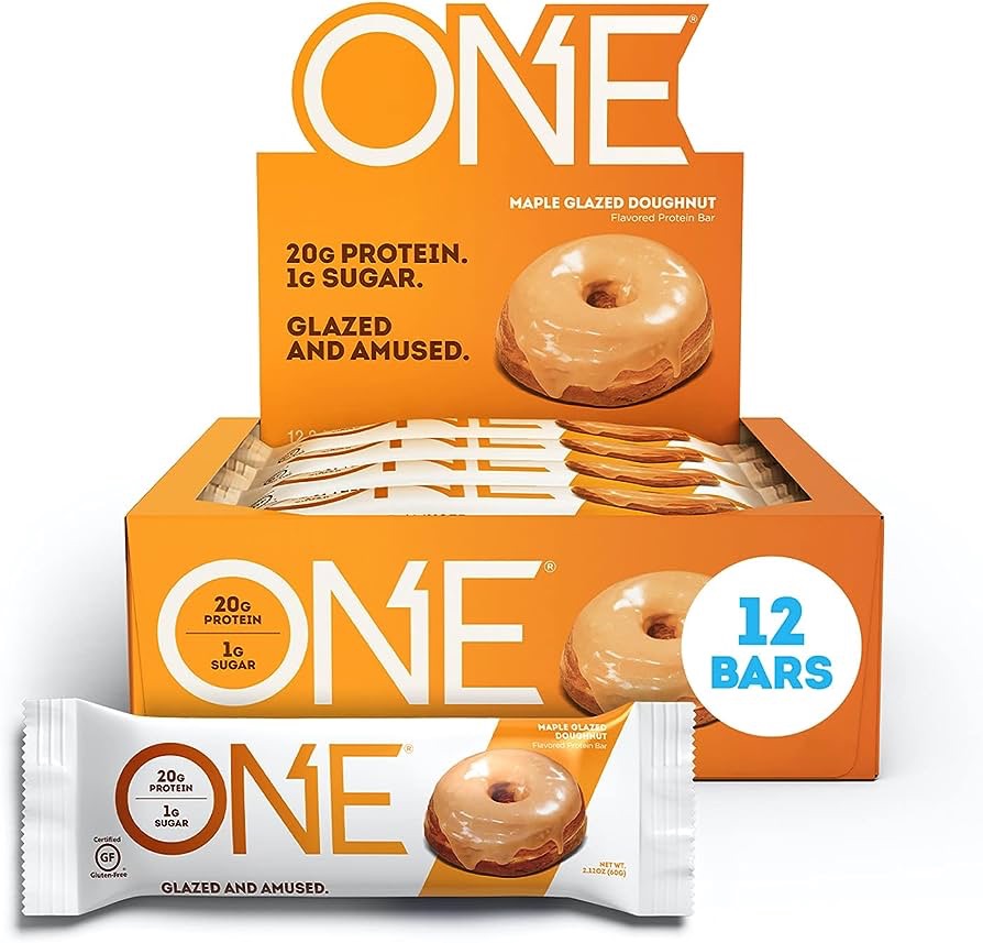 ONE Protein Bars, Maple Glazed Doughnut, Gluten Free Protein Bars with 20g Protein and only 1g Sugar, Snacking for High Protein Diets, 60g (12 Pack) [Packaging May Vary] : Amazon.ca: Health & Personal