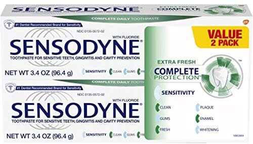 Sensodyne Complete Protection Sensitivity Toothpaste for Sensitive Teeth, Extra Fresh, 3.4 ounces (Pack of 2)