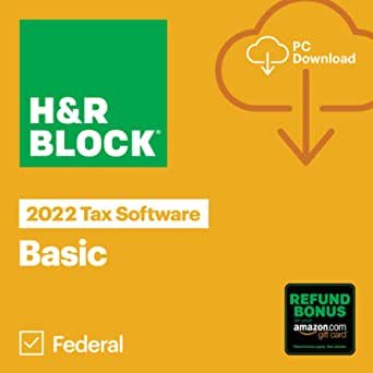 H&R Block 2022 基础版, 退税换Amazon礼卡可再享额外2.75%